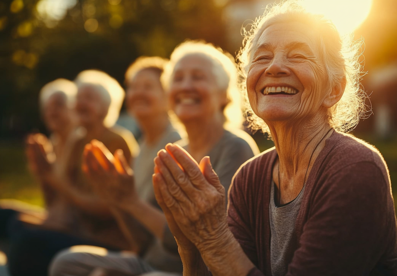 Старша жінка практикує йогу